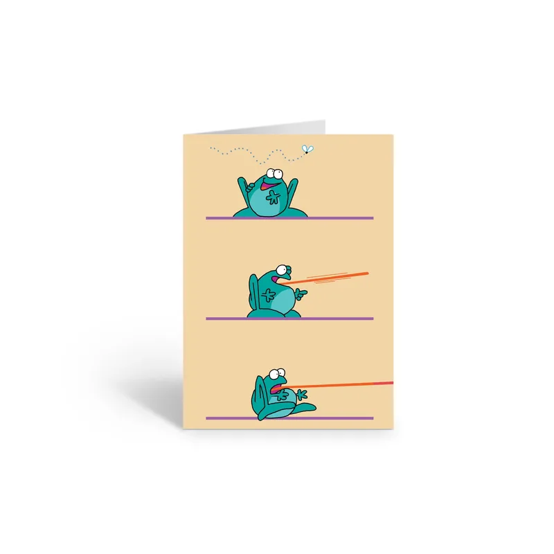 Frog Catching Fly Card for a Friend Who Never Misses
