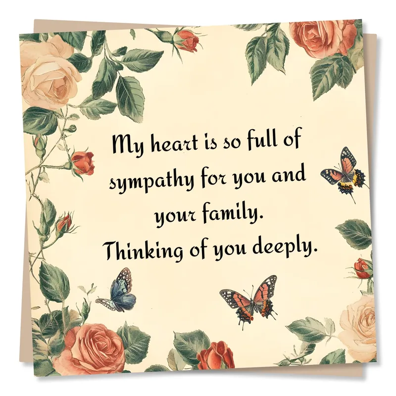 My heart Card: Sympathy Card with Roses and Butterflies