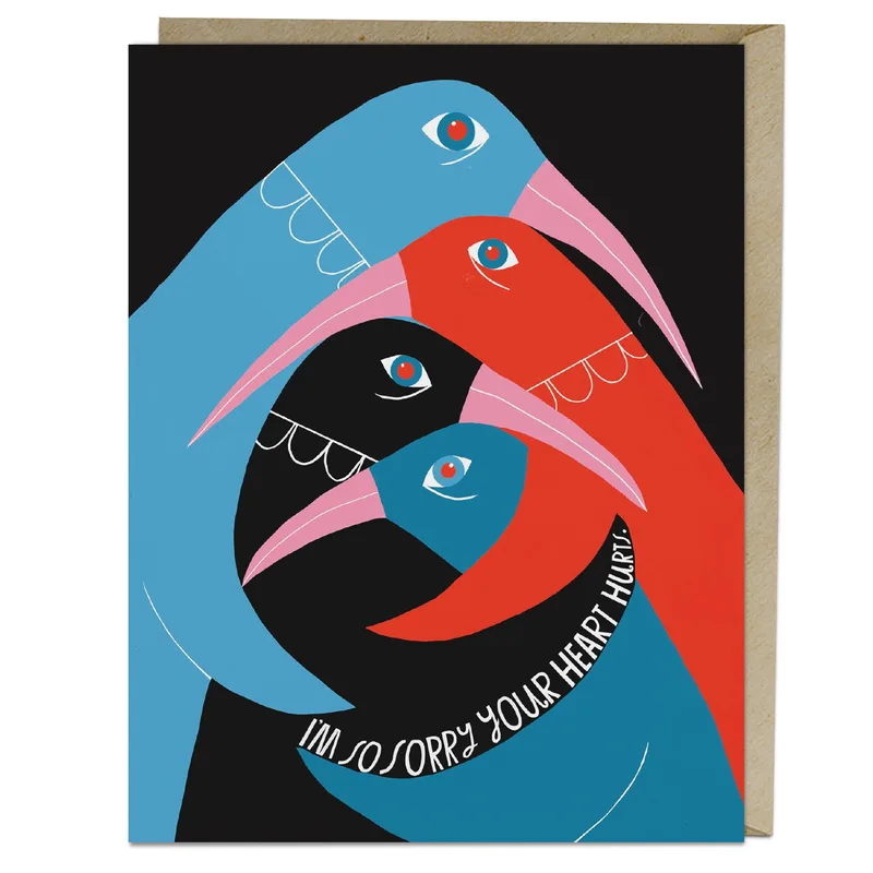 Sorry Your Heart Hurts Card with Three Stacked Birds