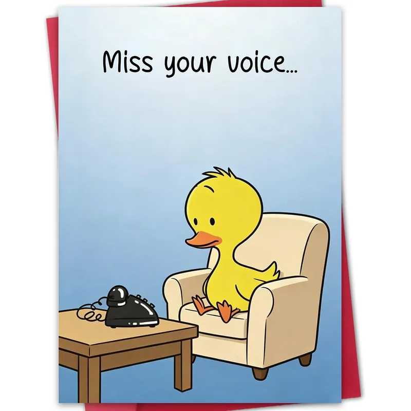 Duck Beige Chair Miss You Card for Long Distance Friends