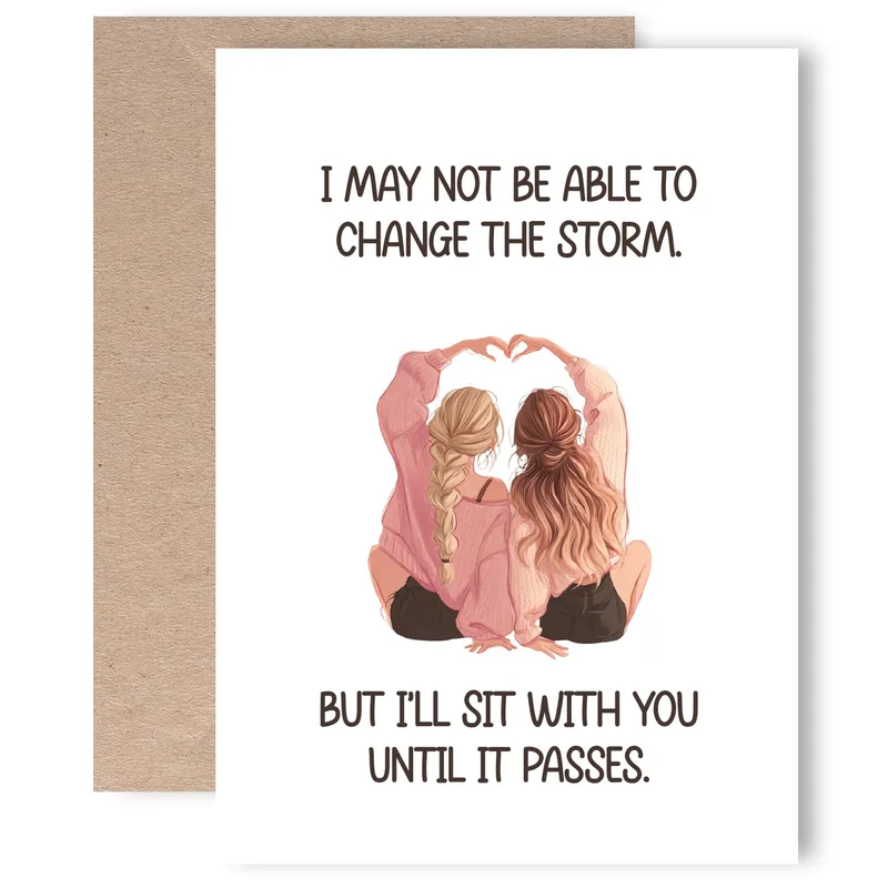 Girls Back View Friendship Card – Greeting Card in natural