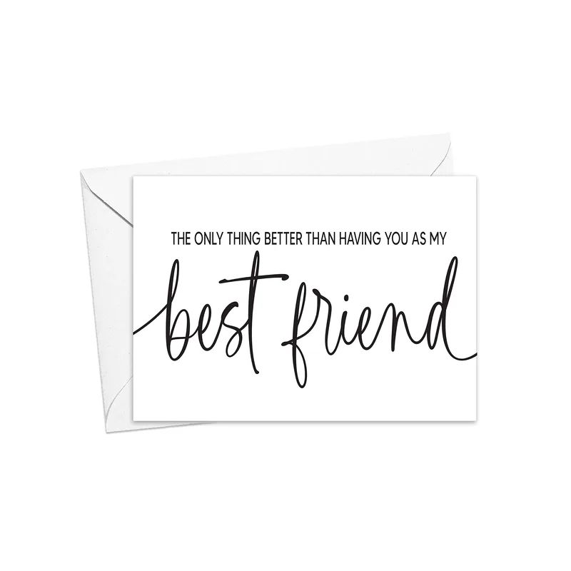 Minimal White Script Friendship Card: Best Friend Proposal Design
