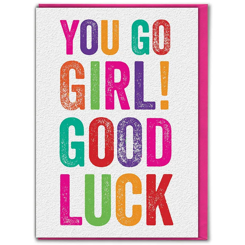 Bold Rainbow Letters Good Luck Card for Her Starting College