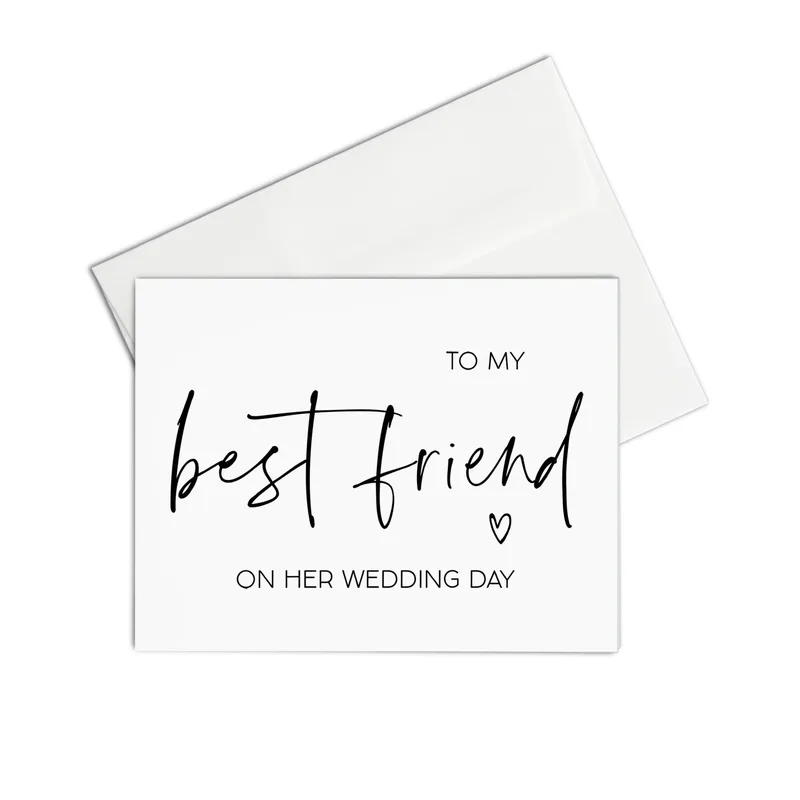 White Script Card Wedding Card for a Best Friend's Big Day