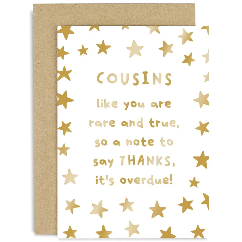 Stars Kraft Envelope Thank You Card for Rare and True Cousins