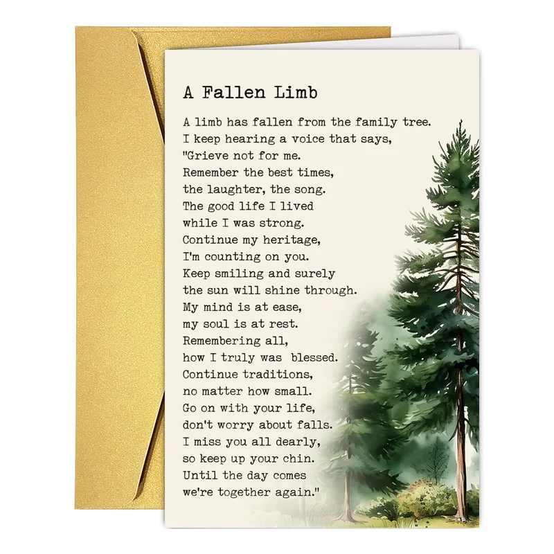 Card Pine Trees Sympathy Card A Fallen Limb Poem Design