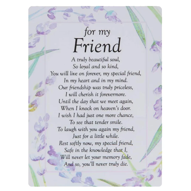Border Memorial Poem Sympathy Card For My Friend
