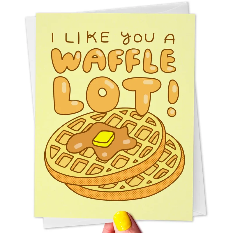 Yellow Waffle Friendship Card: I Like You a Waffle Lot