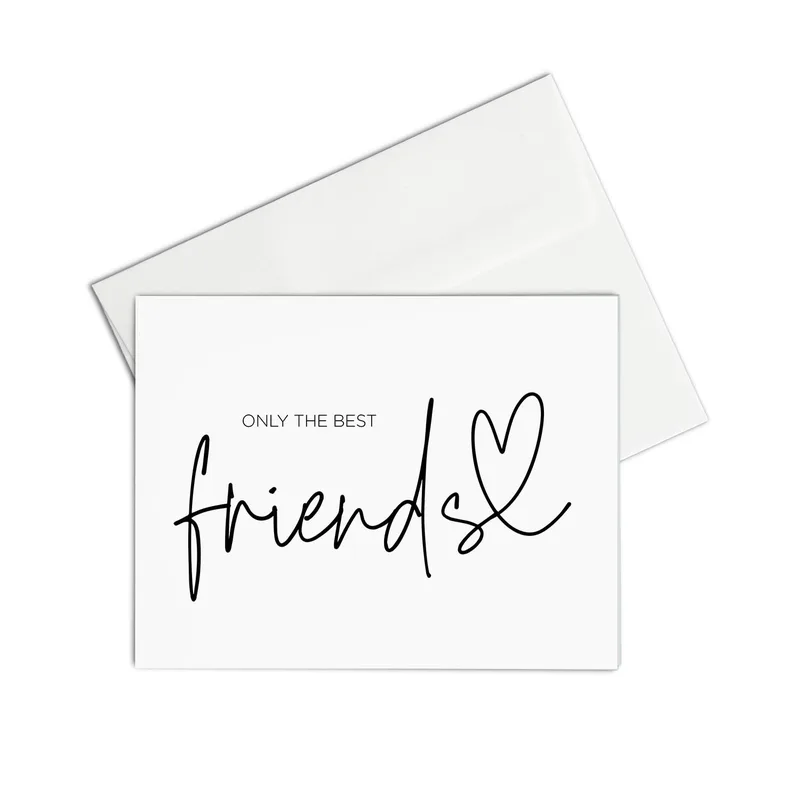 Black Script Heart Friendship Card Celebrating Your Best