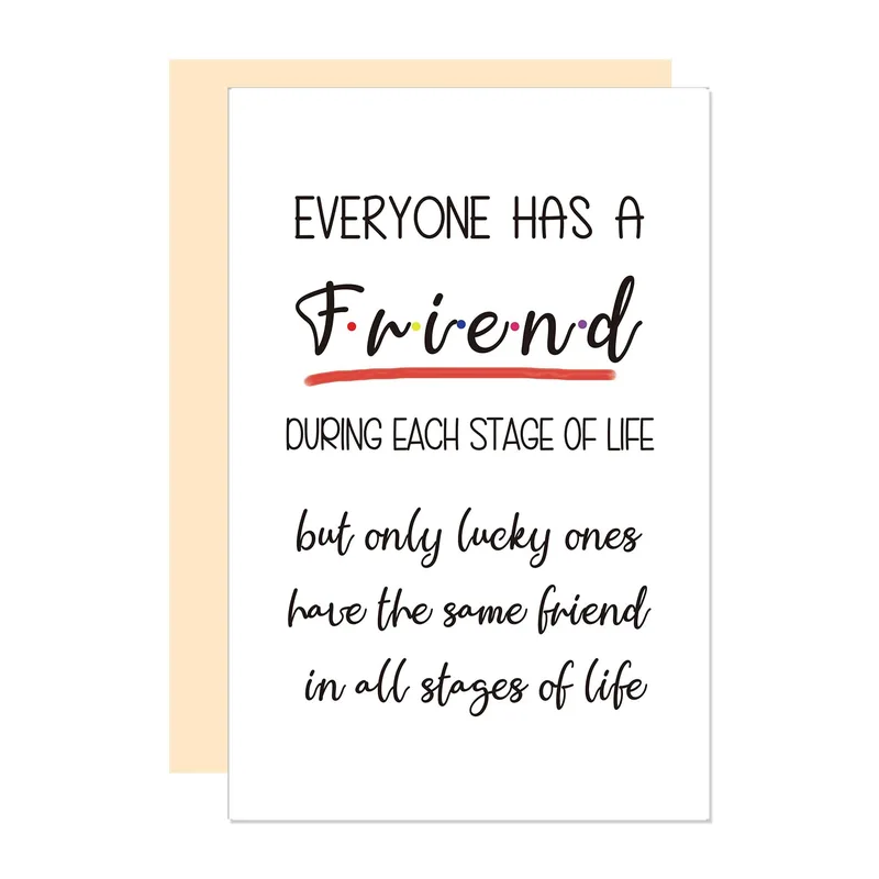 Peach Envelope Script Friendship Card for a Lifelong Bestie