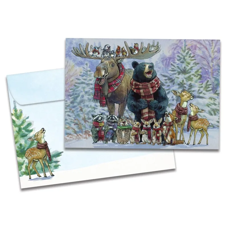 Woodland Animals Gathering Card: A Watercolor Winter Choir