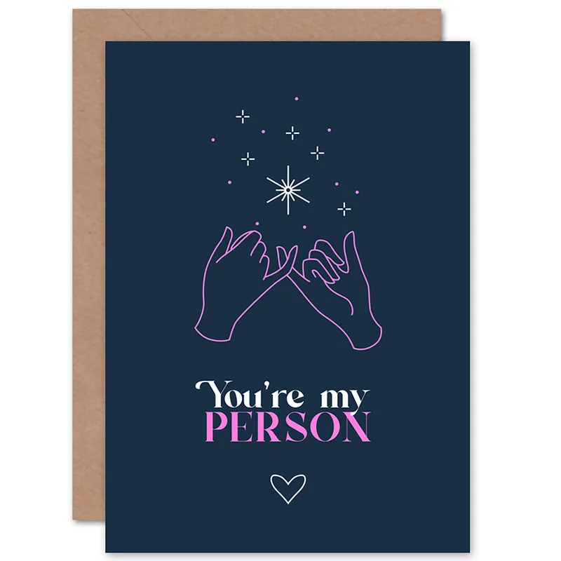 Line Art Hands Love Card: You're My Person Friendship Design