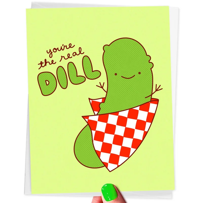 Pickle Red Checks Friendship Card You're The Real Dill Greeting