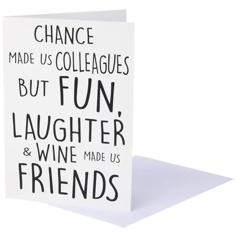 White Black Card Friendship Card: Chance Made Us Colleagues Design