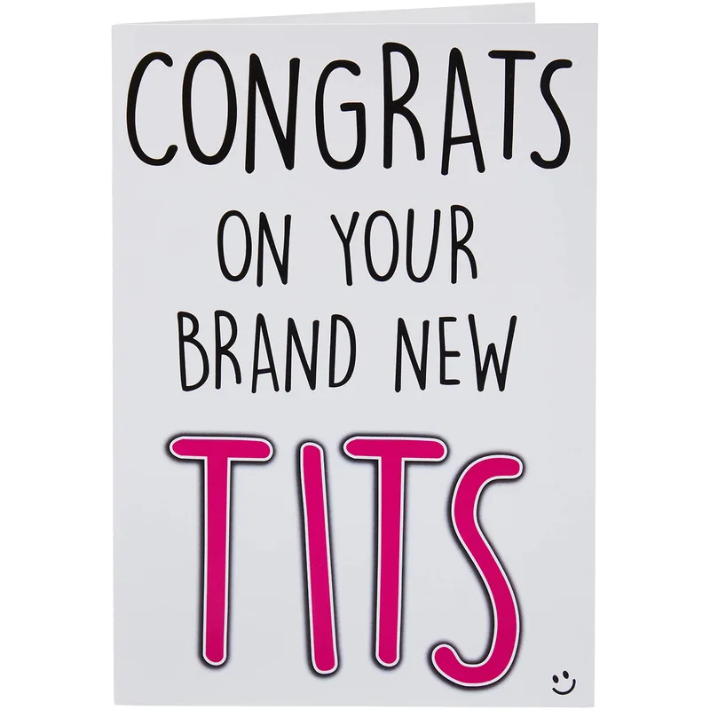 Grey Pink Bold Congratulations Card for Breast Surgery Friends