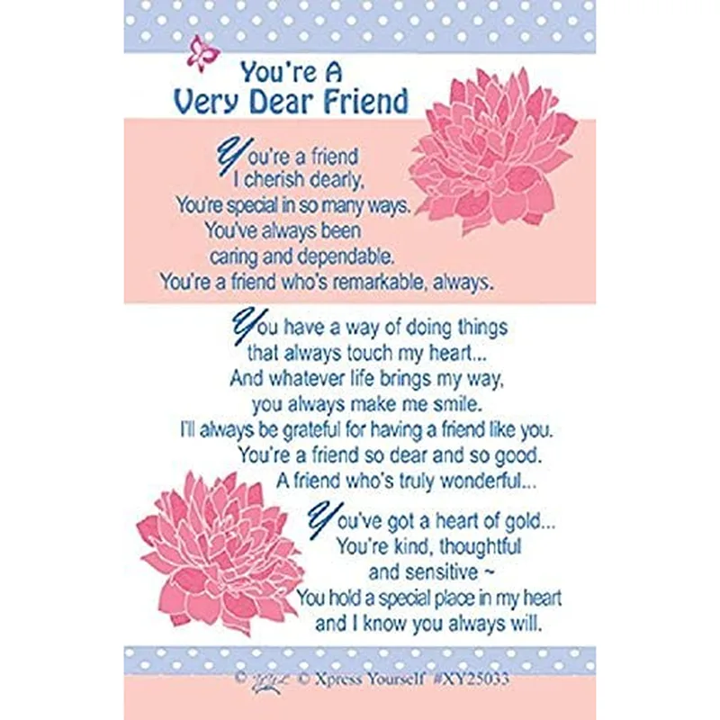 Flowers Blue Poem Friendship Card Celebrating a Special Bond