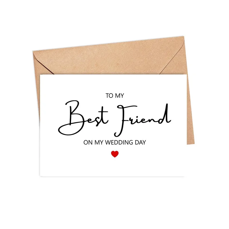 Minimal Black Script Card For Your Wedding Day Bestie