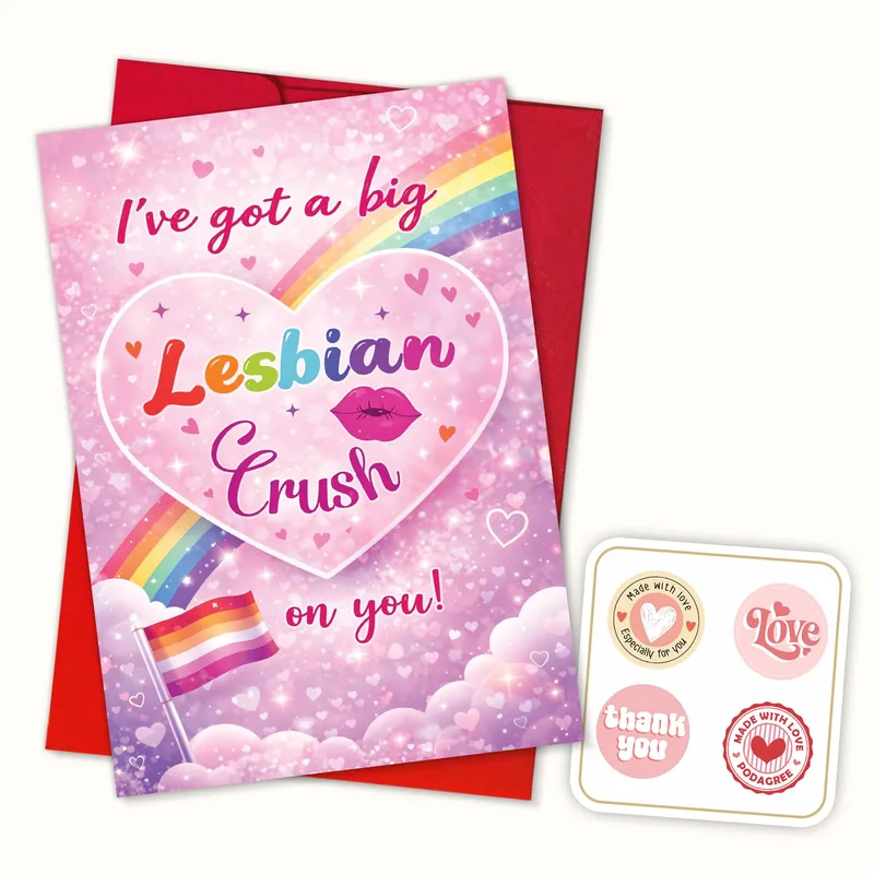 Pink Rainbow Heart Love Card – Greeting Card in natural