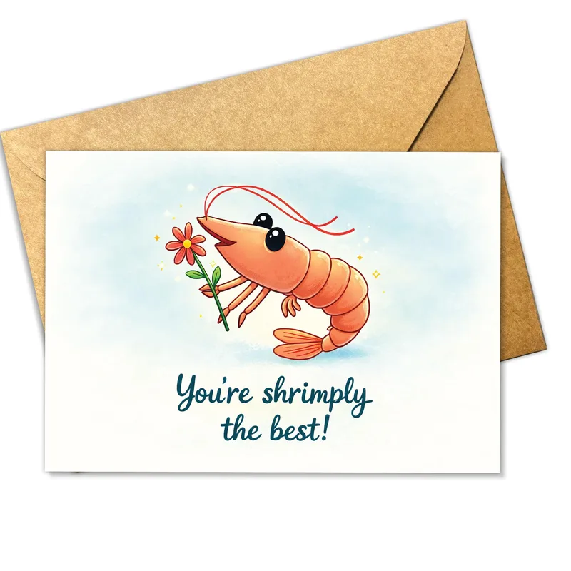 Shrimp Flowers Friendship Card – Greeting Card in natural
