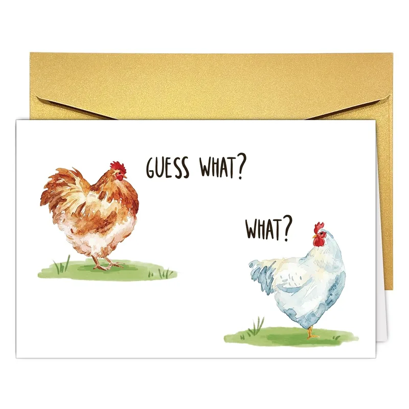 Chickens Guess Card – Greeting Card in natural
