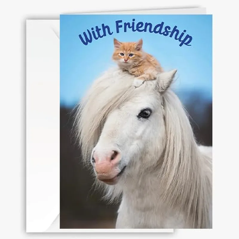 Kitten Pony Photo Friendship Card for Besties Who Love Animals