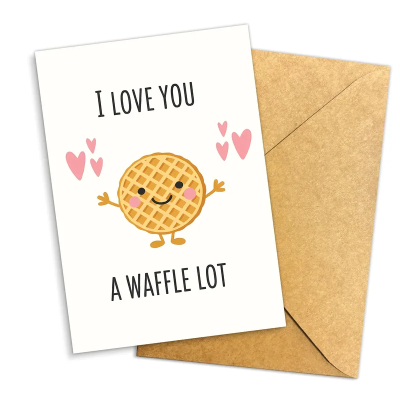 Cute Waffle Character Love Card for Friends and Family
