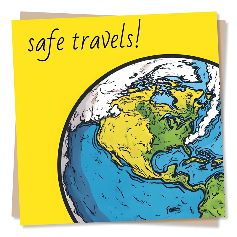 Yellow Earth Globe Farewell Card for the Adventurous
