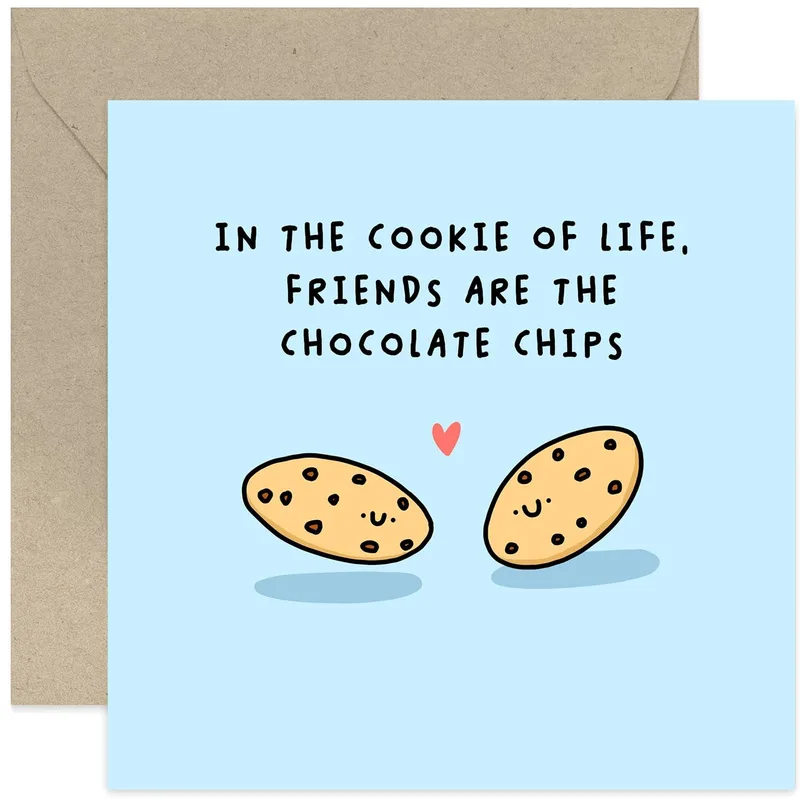 Cookies Blue Background Friendship Card: Sweet Bestie Quote