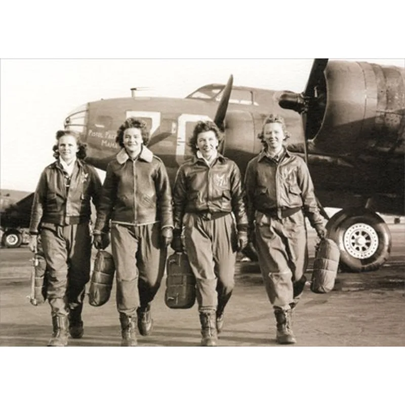 Sepia Women Pilots Friendship Card Celebrating Historic Flight Crews