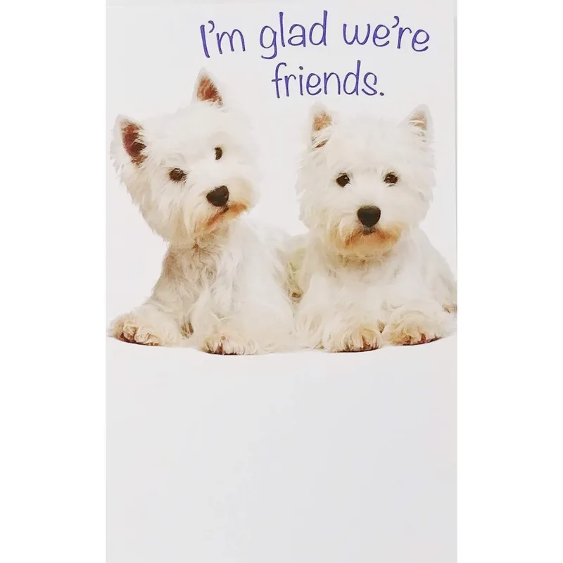 Two White Westies Friendship Card: I'm Glad We're Friends Greeting