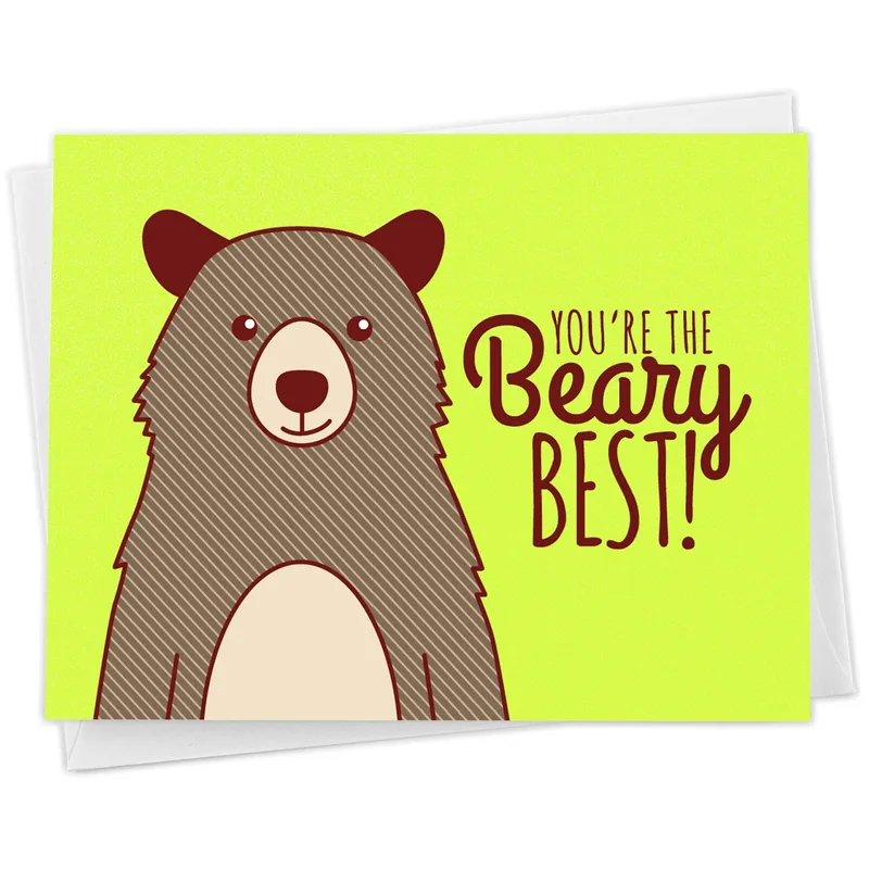 Bear Yellow Background Friendship Card: You're the Beary Best