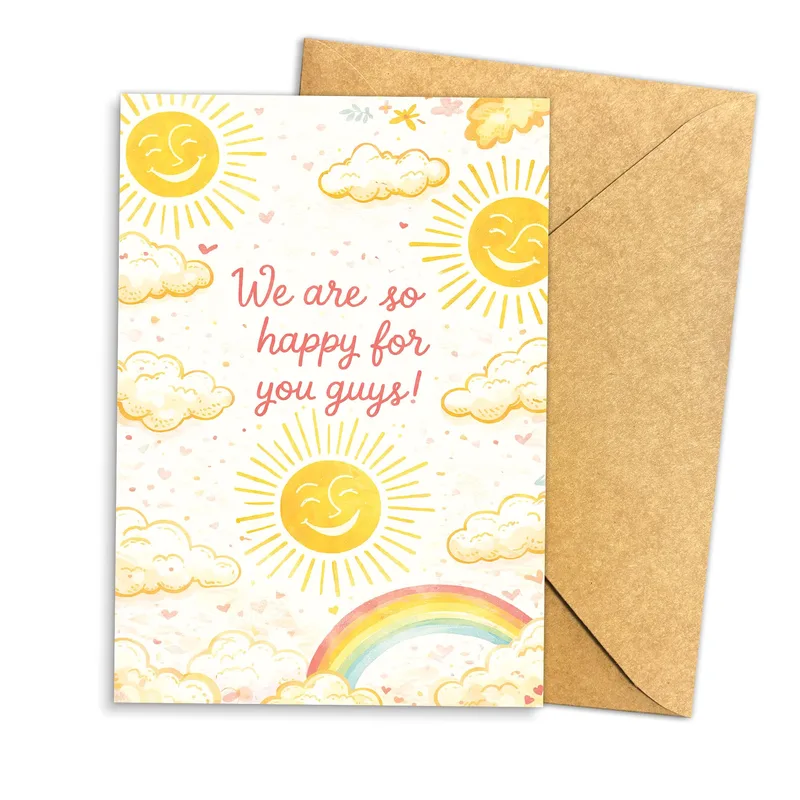 Yellow Sunshine Rainbow Congratulations Card for Friends