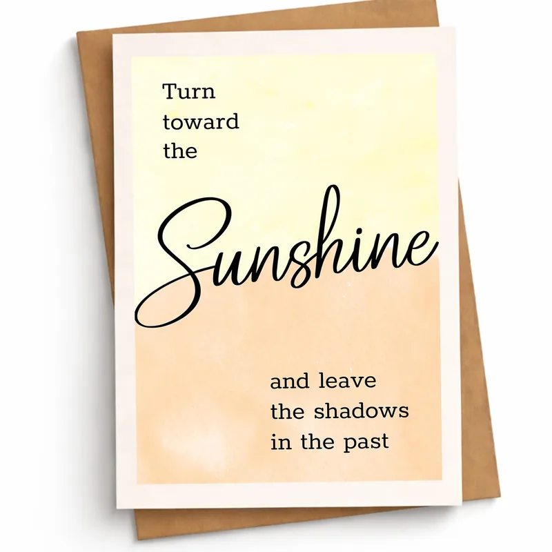Yellow Script Sunshine Encouragement Card for a Brighter Tomorrow
