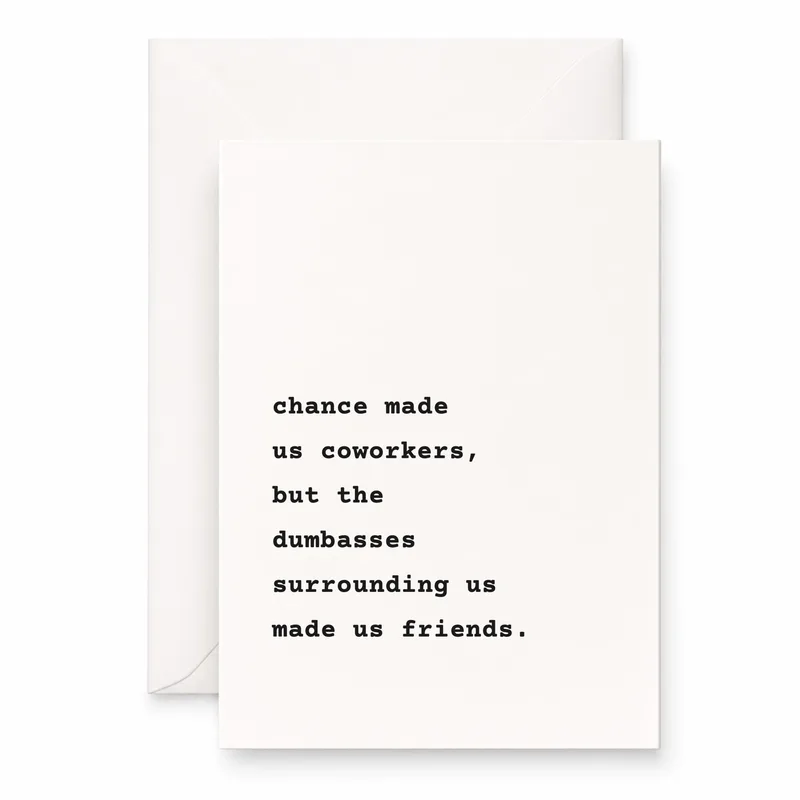 Typewriter White Coworker Card: Chance Made Us Coworkers But