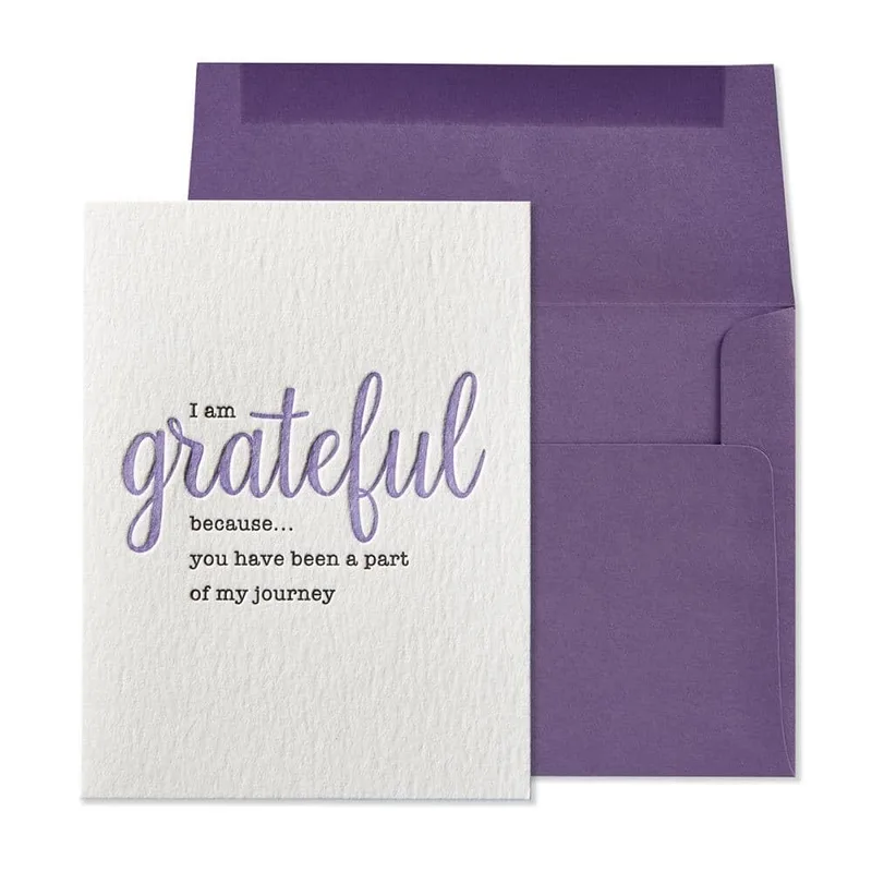 Purple Script Lettering Thank You Card for Grateful Friendships