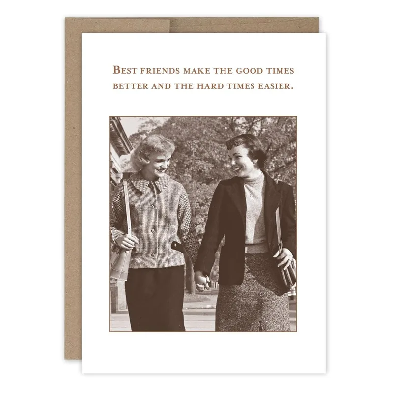 Two Men Photo Friendship Card featuring vintage sepia tones