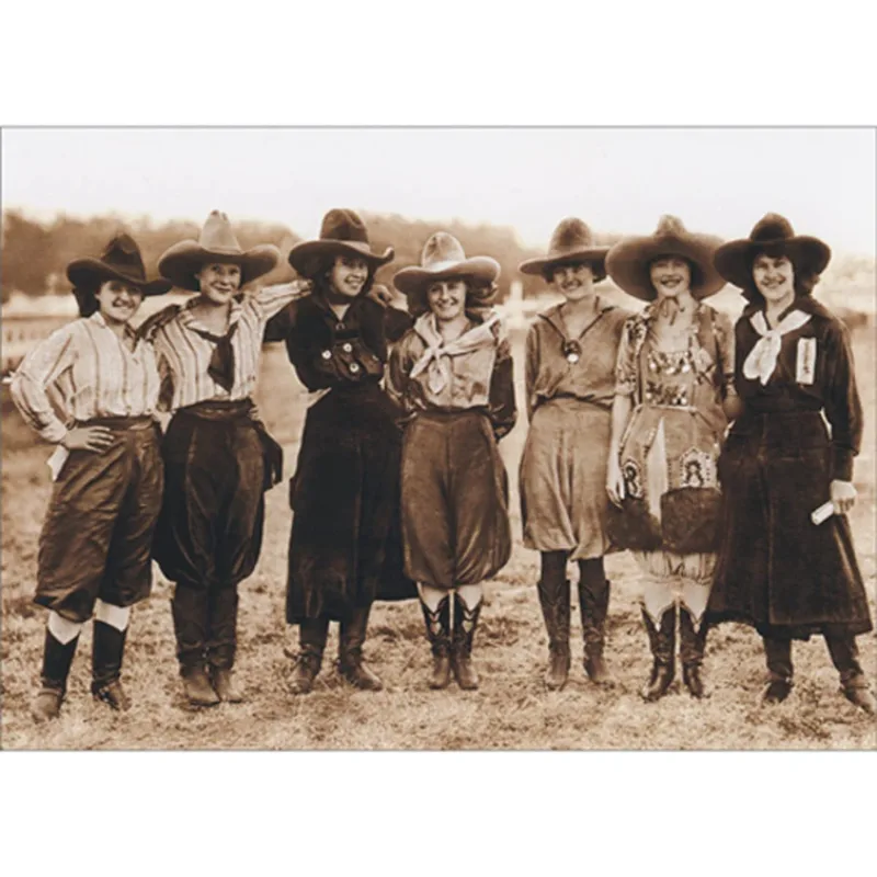 Vintage Sepia Women Rodeo Card Celebrating Female Cowgirls