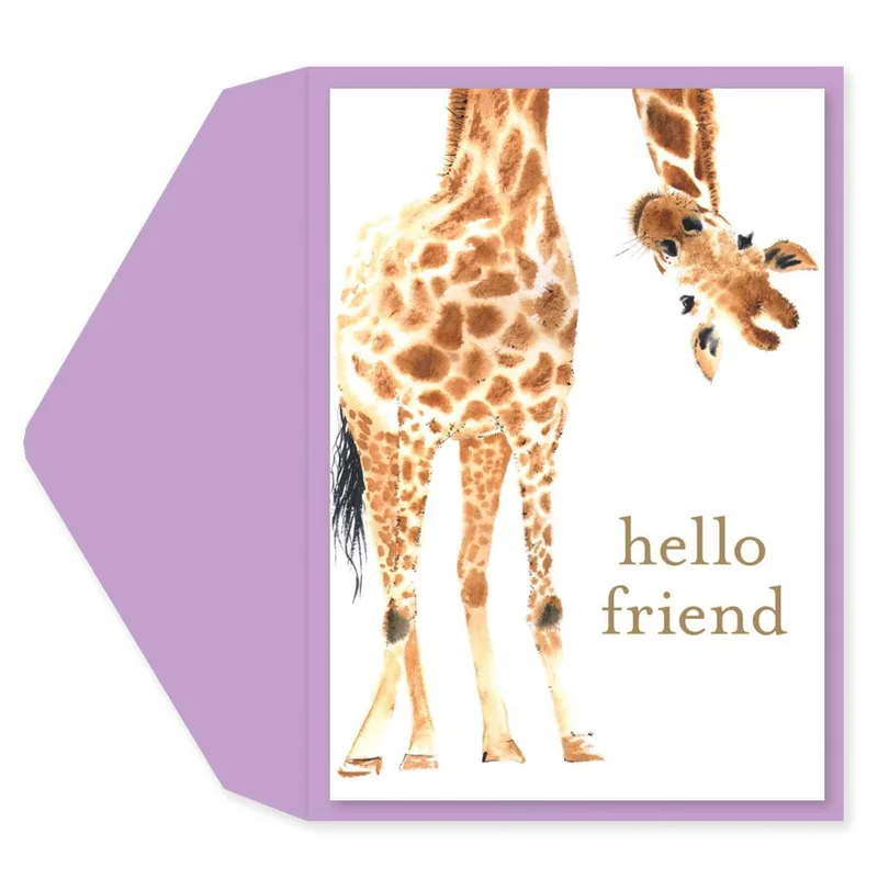 Giraffes Lilac Envelope Friendship Card
