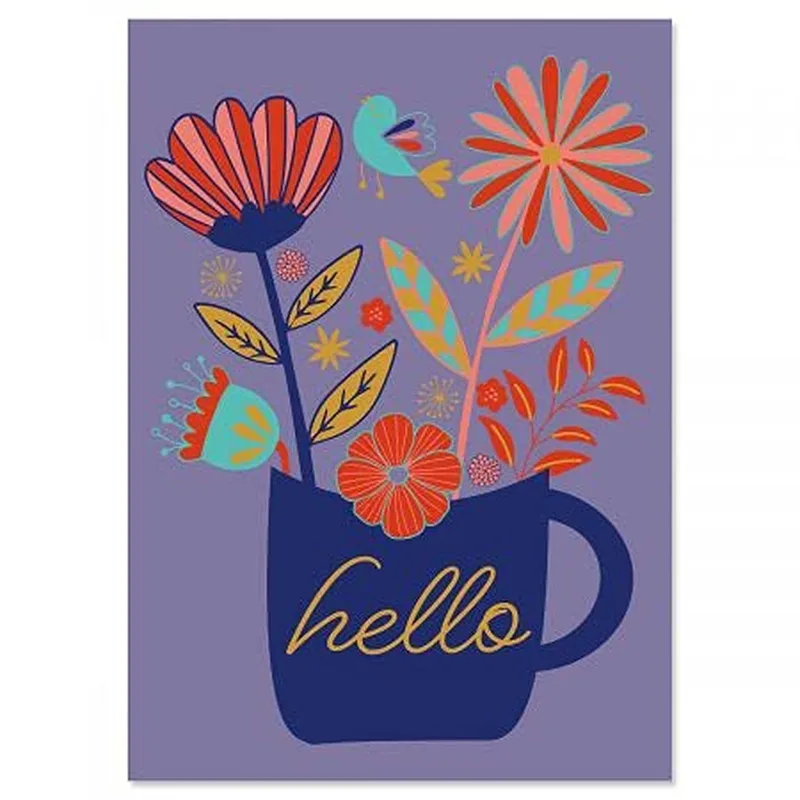Flowers Blue Mug Thinking of You Card: A Hello Friendship Greeting