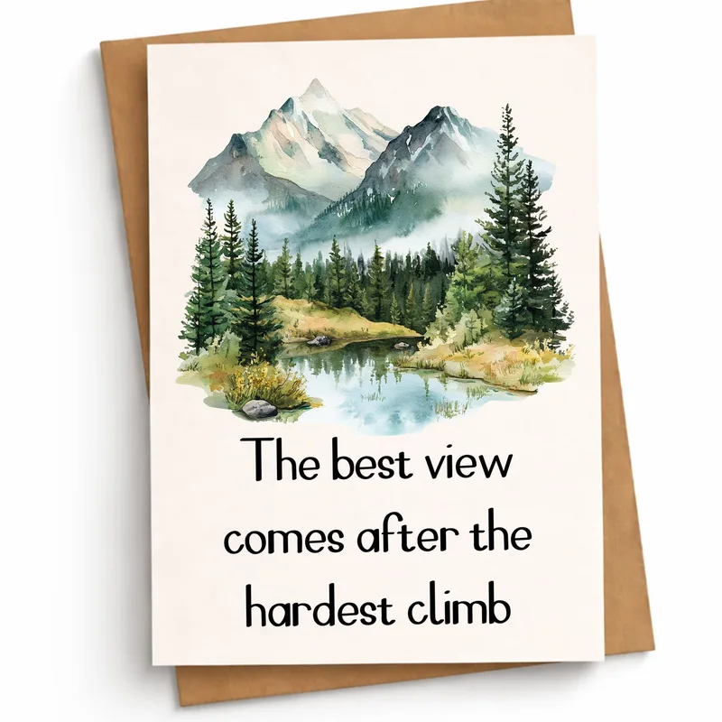 Mountain Lake Encouragement Card for Hikers and Besties