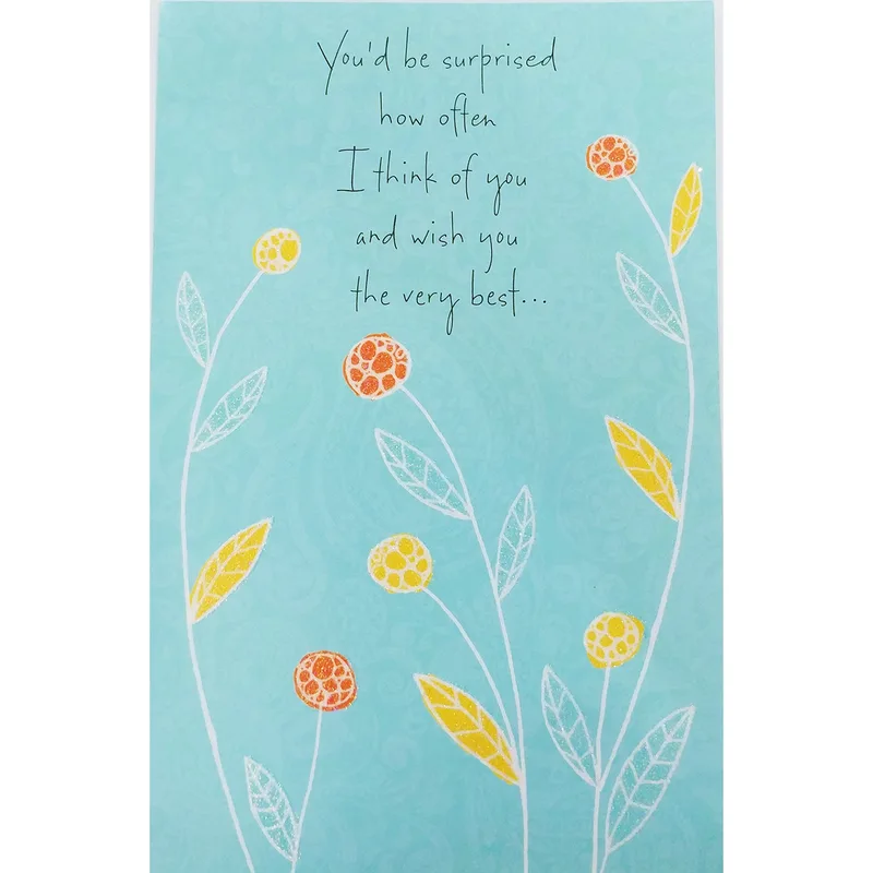 Blue Yellow Flowers Thinking of You Card