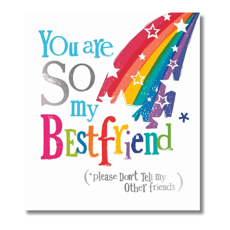 Rainbow Bold Letters Friendship Card: You Are So My Bestfriend
