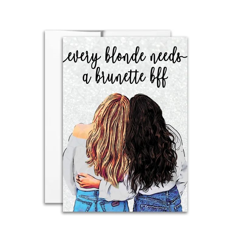 Two Women Hugging Illustration Card for Best Friends