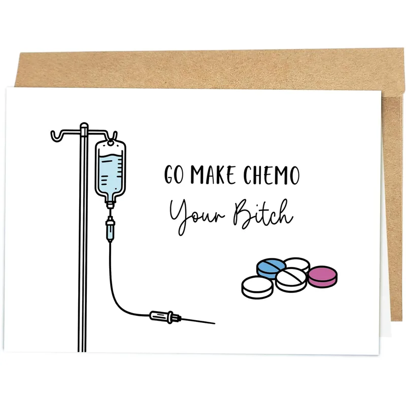 Chemo Support Card with a Cheeky Drip Line Design