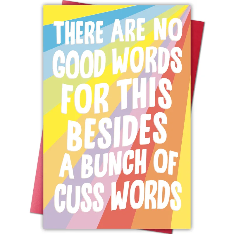 Bad News Card: Rainbow Stripes With Cuss Words