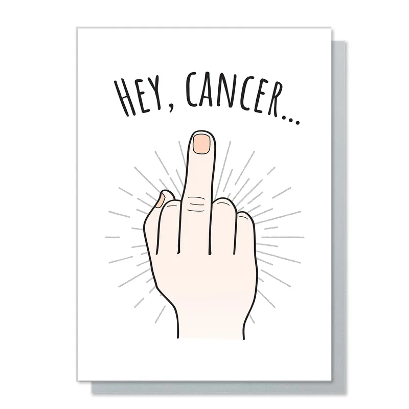 Fight Cancer Card with a Middle Finger Hand