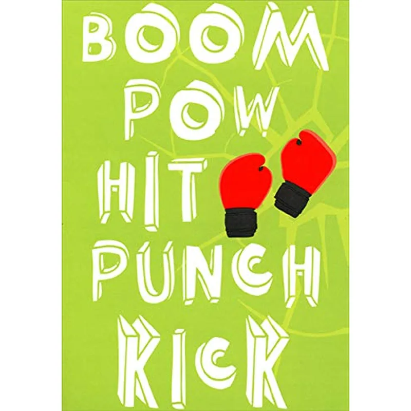 Boxing Gloves Card: Boom Pow Hit Punch Kick Design for Support