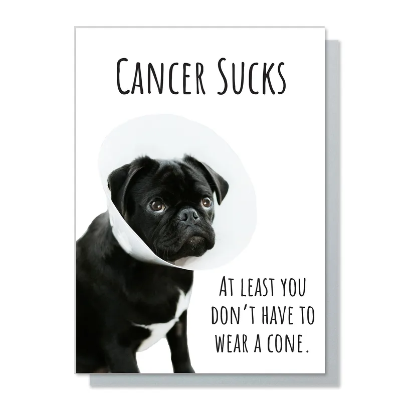 Black Pug Cone Card: Cancer Sucks, But Still Funny