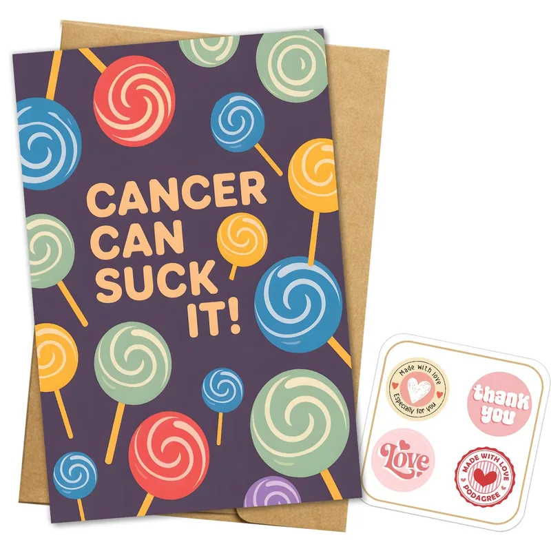 Cancer Can Suck Card: Bold Lollipop Support Greeting