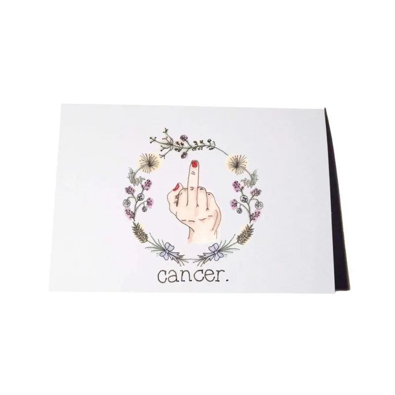 Floral Wreath Middle Finger Card for a Cancer Survivor